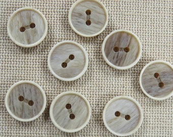 8 Boutons couture effet bois en résine 15mm rond, ensemble de 8 bouton, vêtement scrapbooking