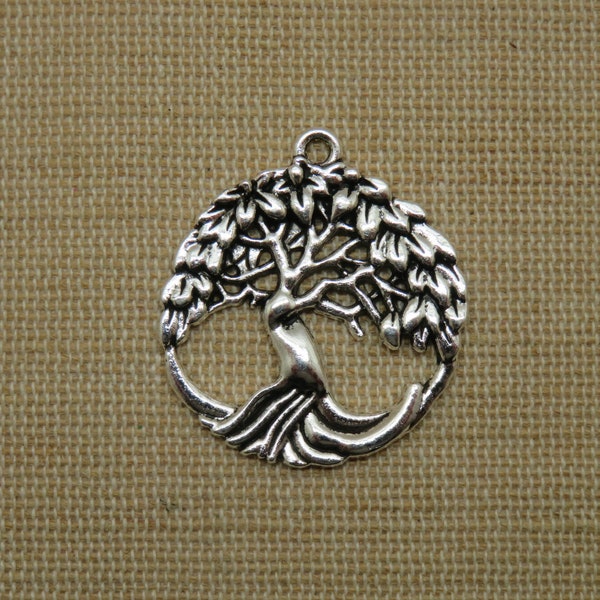 Pendentif arbre de vie ajouré Argenté ou Bronze - 1 breloque pour fabrication bijoux bohème
