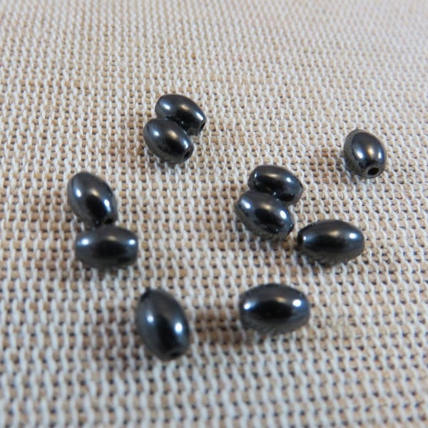 20 Perles hématite ovale noir grain de riz 6mm, ensemble de 20 perle, fabrication bijoux DIY