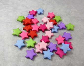 25 Multicolored 9mm acrylic star beads, set of 25 fantasy beads, DIY jewelry creation