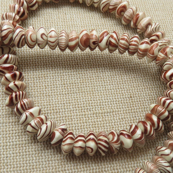 15 Perles abaque en bois zébré marron 8mm - ensemble de 15 perles pour fabrication bijoux ethnique