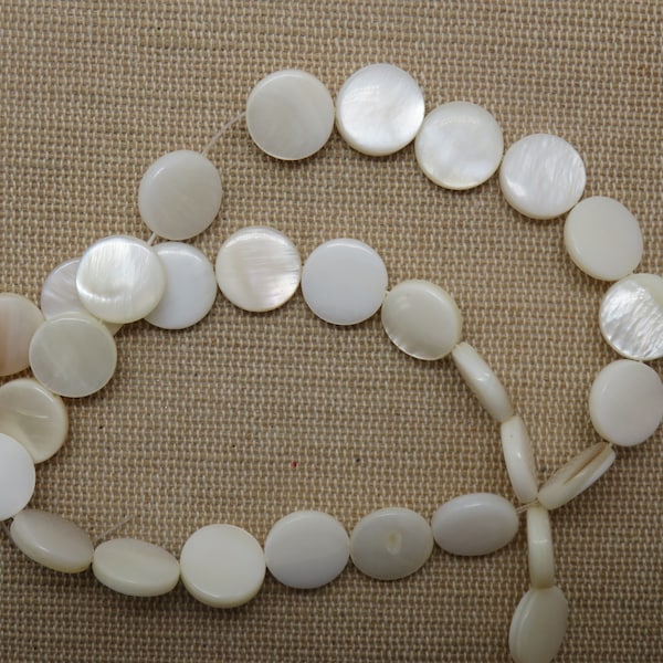 10 Perles palet nacre 11mm coquille plate naturelle, ensemble de 10 perle, création bijoux DIY