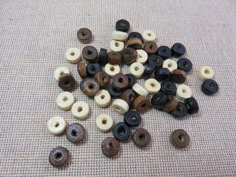 30 8mm Wooden Washer Beads Set of 30 Heishi Puck Beads for Etsy