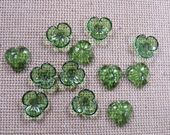 20 Coupelles fleur pétale verte 10mm en acrylique - ensemble de 20 Apprêt pour bijoux calotte / chapeau pour perles