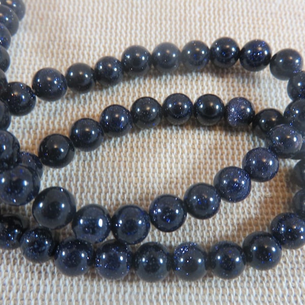 10 Perles bleu grès scintillante gemme 6mm 8mm, ensemble de 10 pierre, fabrication bijoux DIY