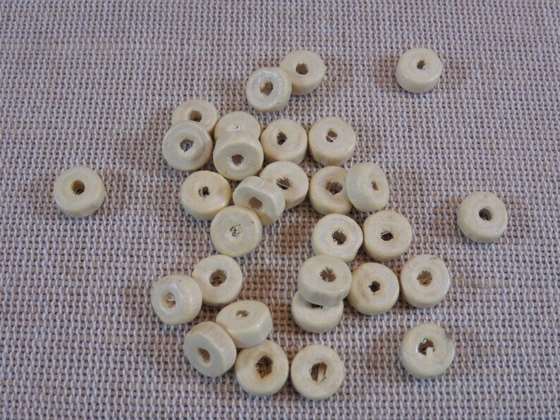 set of 60 puck beads for making ethnic boho jewelry 8mm wooden washer beads