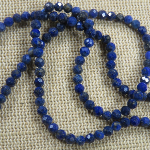 20 Perles Lapis lazuli 3mm gemme bleu à facette, ensemble de 20 Pierre, création bijoux DIY