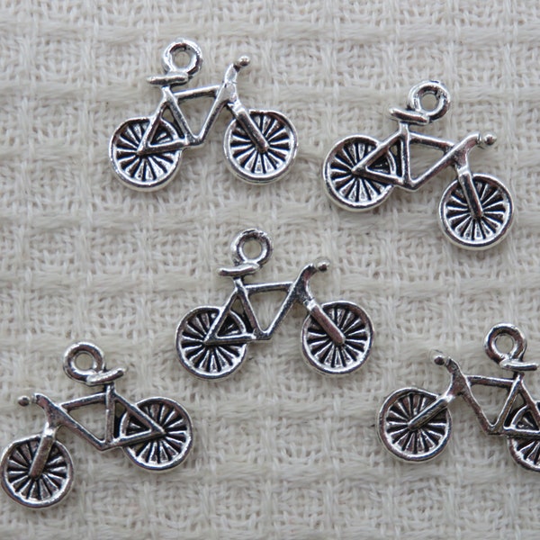 5 Pendentifs vélo argenté en métal création bijoux cycliste, ensemble de 5 breloque