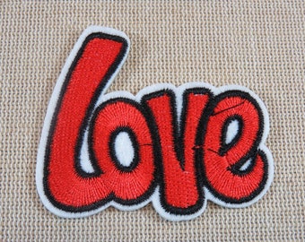 LOVE patch iron-on textile applied badge to iron, embroidered badge to iron