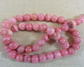 10 Perles Rhodochrosite ronde rose 8mm - ensemble de 10 Pierre de gemmes pour fabrication bijoux