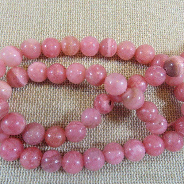 10 Perles Rhodochrosite ronde rose 8mm - ensemble de 10 Pierre de gemmes pour fabrication bijoux