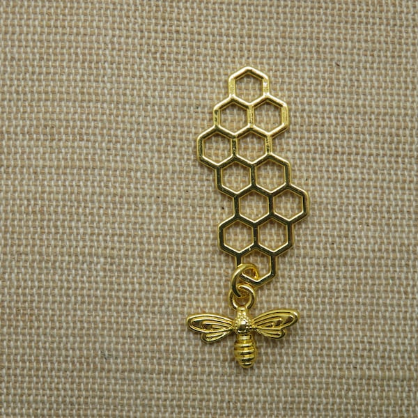 Pendentif nid d'abeille doré avec breloque abeille miel, fabrication bijoux collier DIY