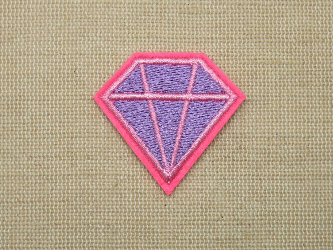 Pink Diamond Ironon Patch, Ironon Diamond Patch, Embroidered Applique for Clothing Etsy