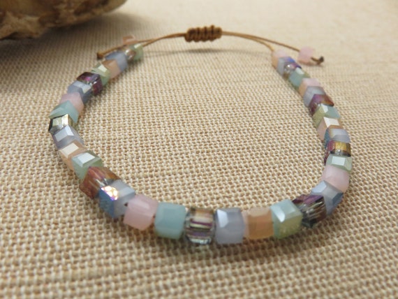 Multi-Color Amber Cube Beads Adjustable Bracelet – Amber Alex Jewelry
