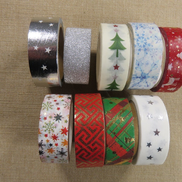 Masking tape de noël, ruban de masquage 4 mètres, Papier adhésif planificateur, washi tape étoiles sapin festifs