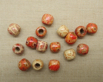 10 Perles tonneau en bois multicolore 12mm, ensemble de 10 perles gros trou, fabrication bijoux DIY