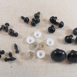 Occhi di sicurezza neri rotondi 5mm 6mm 8mm 10mm 12mm 18mm - occhi di sicurezza amigurumi peluche bambola