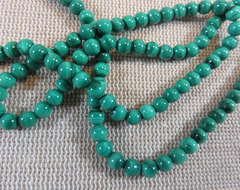 10 Perles Malachite AA 4mm 6mm 8mm verte rayé noir - ensemble de 10 pierre de gemme pour fabrication bijoux