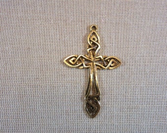 Pendentif croix nœud celtique en métal, Or, Argenté - apprêt pour fabrication bijoux collier