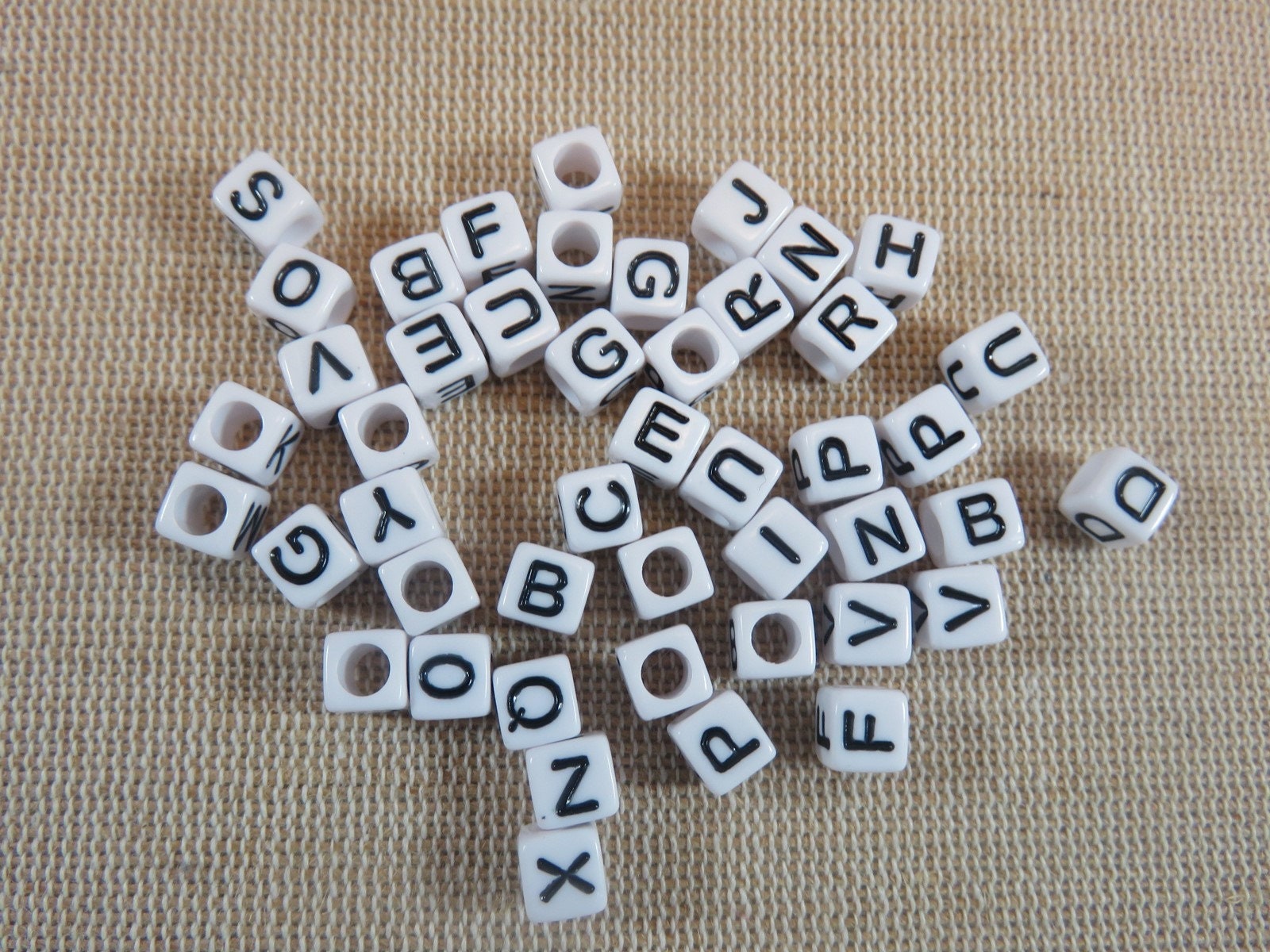 Letter Beads YOU CHOOSE 6mm White Glass Beads Letters Numbers Hearts 12  Pieces 