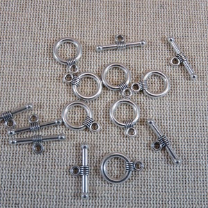 10 Antique silver metal Toggles clasps set of 10 antique style clasps creation bracelet necklace image 2