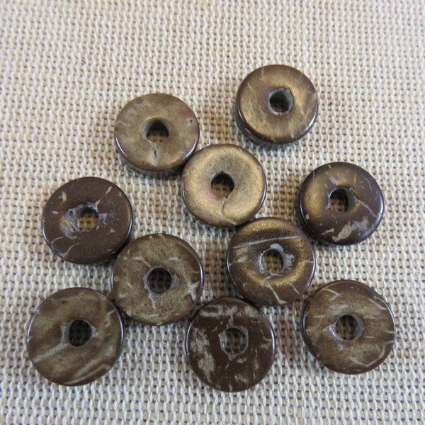20 Perles rondelle bois de coco 12mm palet naturel marron, ensemble de 20 perle fabrication bijoux bohème DIY