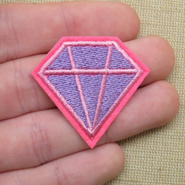 Ecusson thermocollant diamant rose, patch diamant à repasser, appliqué brodé pour vêtement