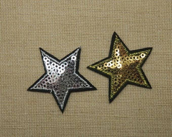 Patch étoile sequin thermocollant - écusson appliqué à repasser - fer sur patch textile étoile brillante