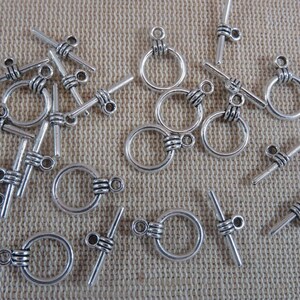 10 Antique silver metal Toggles clasps set of 10 antique style clasps creation bracelet necklace image 4