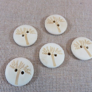 10 tree of life sewing buttons in engraved wood 20mm, set of 10 buttons, boho nature creation