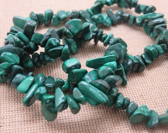 25 Perles Malachite pépite irrégulière 5mm à 8mm - ensemble de 25 pierre de gemme pour fabrication bijoux