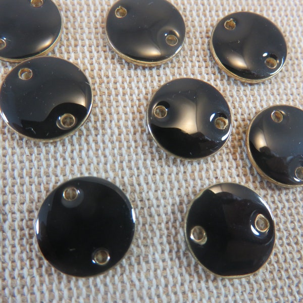 10 Breloques sequin rond émaillé 12mm - ensemble de 10 pendentifs connecteur pour fabrication bijoux DIY - Coloris au choix
