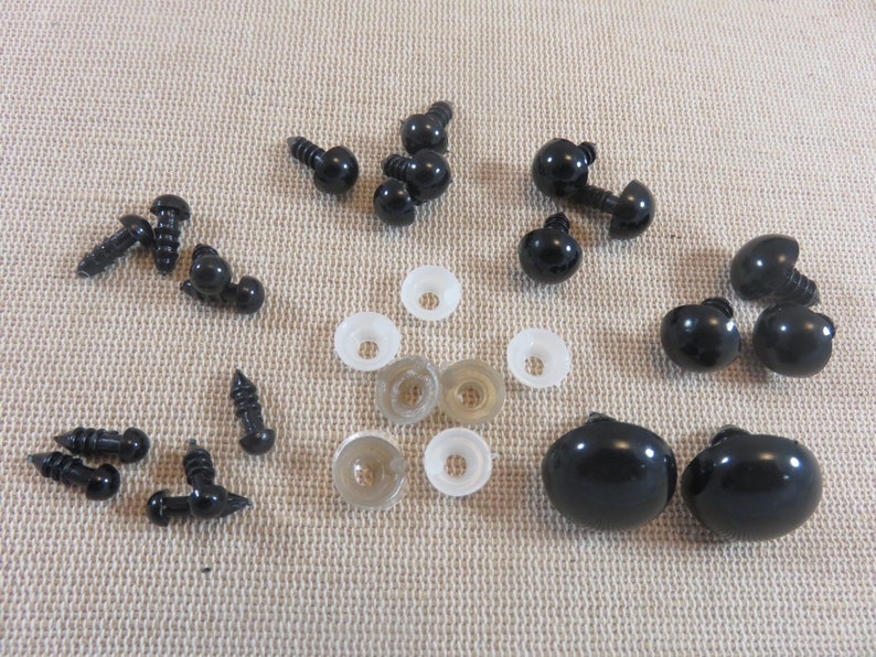 Round black safety eyes 5mm 6mm 8mm 10mm 12mm 18mm secure eyes amigurumi soft toy doll image 1