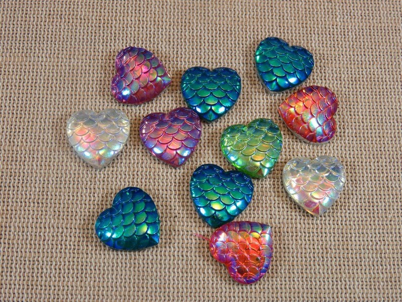 À Poisson Strass Écaille Cabochons Dragon Coller Pour 10 Bijoux Cœur 16mm Fabrication Scrapbooking Sirène De Lot tsQxhdCBr