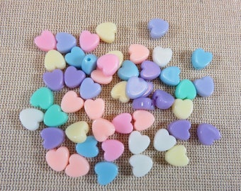 25 Multicolored acrylic heart beads 8mm, set of 25 beads, DIY jewelry making