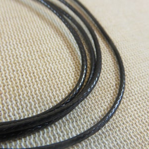 10 Colliers cordon coton ciré noir 47cm avec chaînette et mousqueton ensemble de 10 collier fabrication bijoux image 3