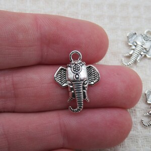 5 Pendentifs éléphant argenté ou bronze breloque 21mm en métal, ensemble de 5 apprêt, fabrication bijoux DIY image 3