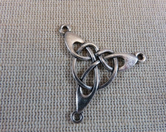 pendentif nœud celtique connecteur métal argenté 35mm, breloque pour fabrication bijoux viking DIY