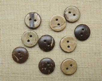 10 boutons bois de coco 11mm marron rond - ensemble de 10 boutons de couture naturelle