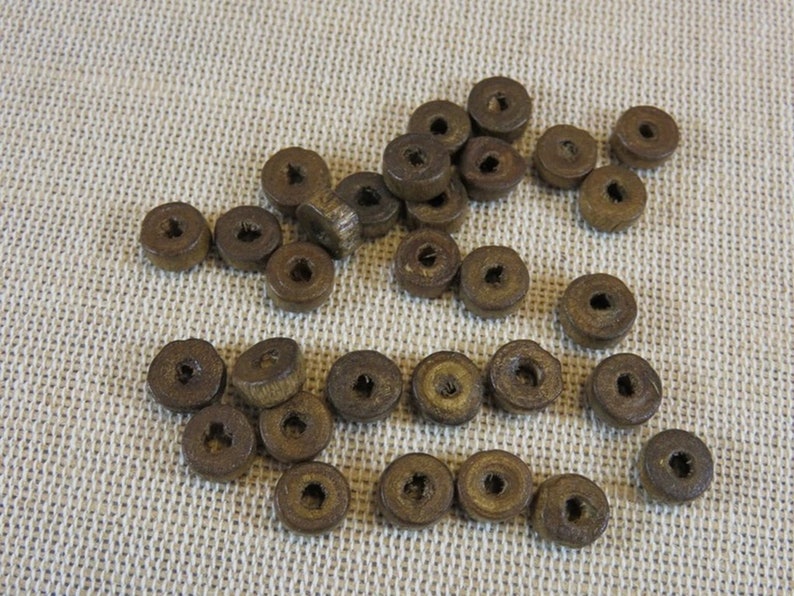 set of 60 puck beads for making ethnic boho jewelry 8mm wooden washer beads