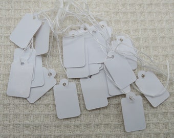 25 white price tags with string 23x14mm - set of 25 cardboard marking tags for jewelry clothing