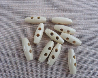 10 Boutons Toggles en bois 20mmx7mm, Ensemble de 10 ou 20 boutons de couture, bouton bascule tonneau à trous duffle-coat