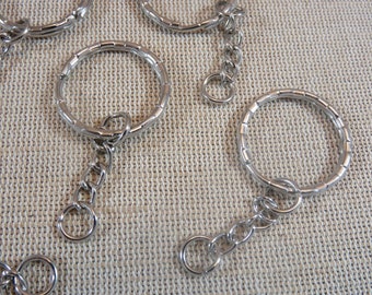 5 Porte clés à anneaux Argenté Doré ou Bronze 53mm, ensemble de 5 porte-clefs pour fabrication bijoux DIY