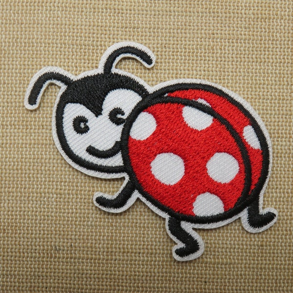 Patch coccinelle thermocollant - grand écusson insecte volant appliqué brodé - fer sur patch pour vêtement