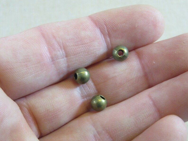 15 Perles ronde métal bronze 6mm ensemble de 15 perles intercalaire pour fabrication bijoux image 3
