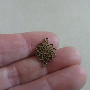 10 20mm bronze lotus flower pendants set of 10 charm connectors for making jewelry image 3