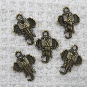 5 Pendentifs éléphant argenté ou bronze breloque 21mm en métal, ensemble de 5 apprêt, fabrication bijoux DIY image 4