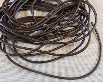 Cordon cuir 1mm, 2mm, 3mm rond, Marron ou Noir, Vendu au mètre, fabrication bracelet collier DIY