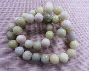10 Perles jade olive 10mm pierre gemme ronde, ensemble de 10, création bijoux bohème DIY