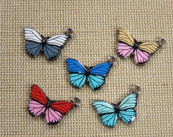 5 Charms Schmetterling 20mm Emaille Metall Anhänger - 5-5-Grundierung für Schmuckherstellung